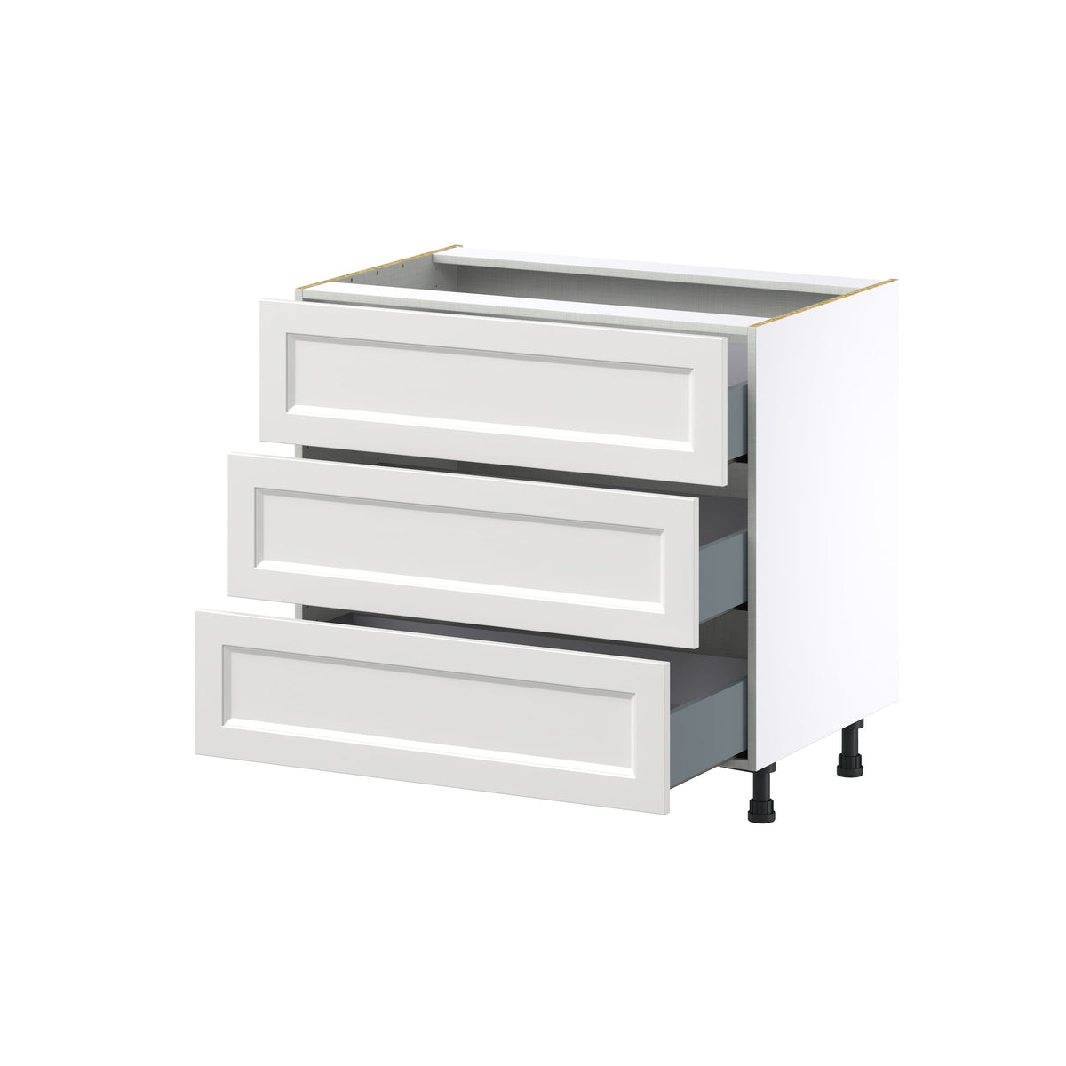 Hugo&Borg Riviera 36-in W x 34.5-in H x 24-in D Bright White 3-Drawer Base Fully Assembled Cabinet