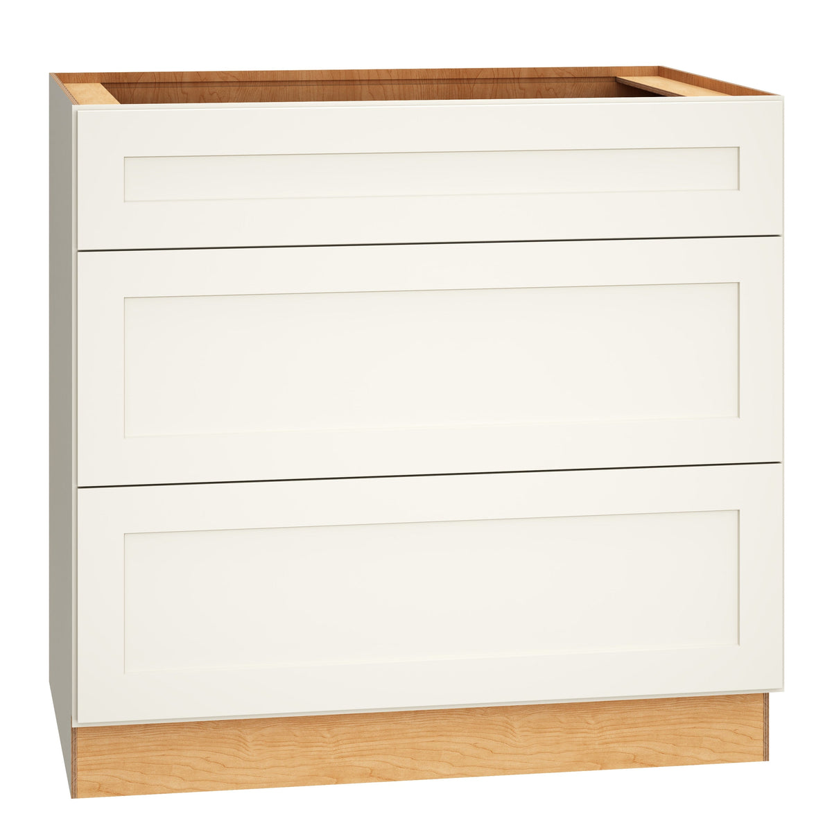 Diamond Express Jamestown 36-in W x 34.5-in H x 24-in D White 3-Drawer Base Fully Assembled Plywood Cabinet (Recessed Panel Shaker Style)