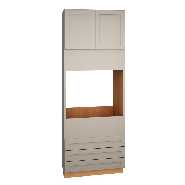 Diamond Express Jamestown 33-in W x 84-in H x 24-in D Cloud Gray 3-Drawers Single Oven Wall Fully Assembled Plywood Cabinet (Recessed Panel Shaker Style)