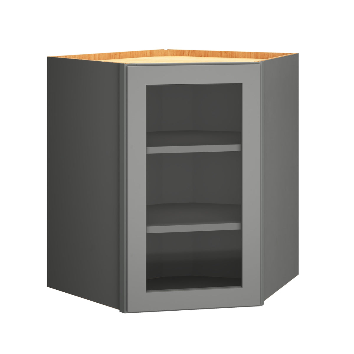 Diamond Express Jamestown 30-in W x 30-in H x 12-in D Moonstone Gray Diagonal Corner Wall Fully Assembled Plywood Cabinet (Recessed Panel Square Style)