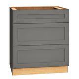 Diamond Express Jamestown 30-in W x 34.5-in H x 24-in D Moonstone Gray 3-Drawer Base Fully Assembled Plywood Cabinet (Recessed Panel Shaker Style)