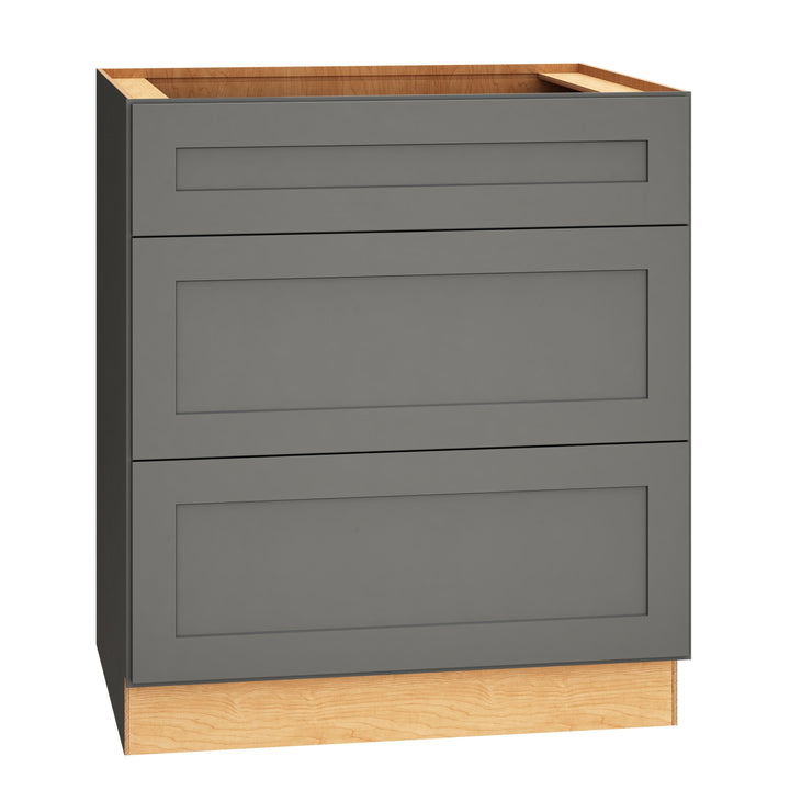 Diamond Express Jamestown 30-in W x 34.5-in H x 24-in D Moonstone Gray 3-Drawer Base Fully Assembled Plywood Cabinet (Recessed Panel Shaker Style)