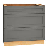 Diamond Express Jamestown 36-in W x 34.5-in H x 24-in D Moonstone Gray 3-Drawer Base Fully Assembled Plywood Cabinet (Recessed Panel Shaker Style)