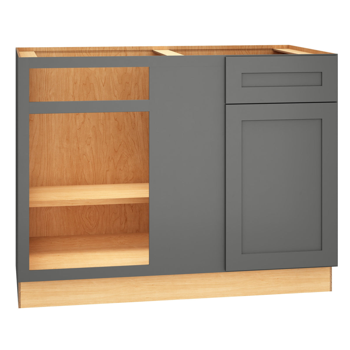 Diamond Express Jamestown 48-in W x 34.5-in H x 24-in D Moonstone Gray Blind 1-Drawer Corner Base Fully Assembled Plywood Cabinet (Recessed Panel Square Style)