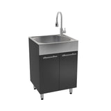 RuggedTub Charcoal Freestanding Utility Tub with Cabinet, Drain, and Faucet