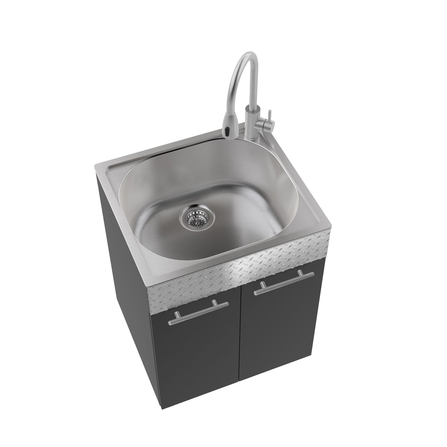 RuggedTub Charcoal Freestanding Utility Tub with Stainless Sink and Faucet