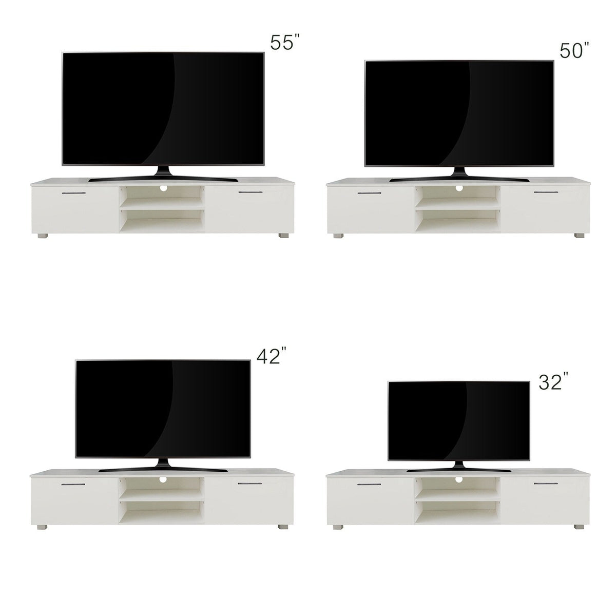 GZMR White TV Stand for 70-in TV Stands Modern/Contemporary White TV Cabinet (Accommodates TVs up to 70-in)