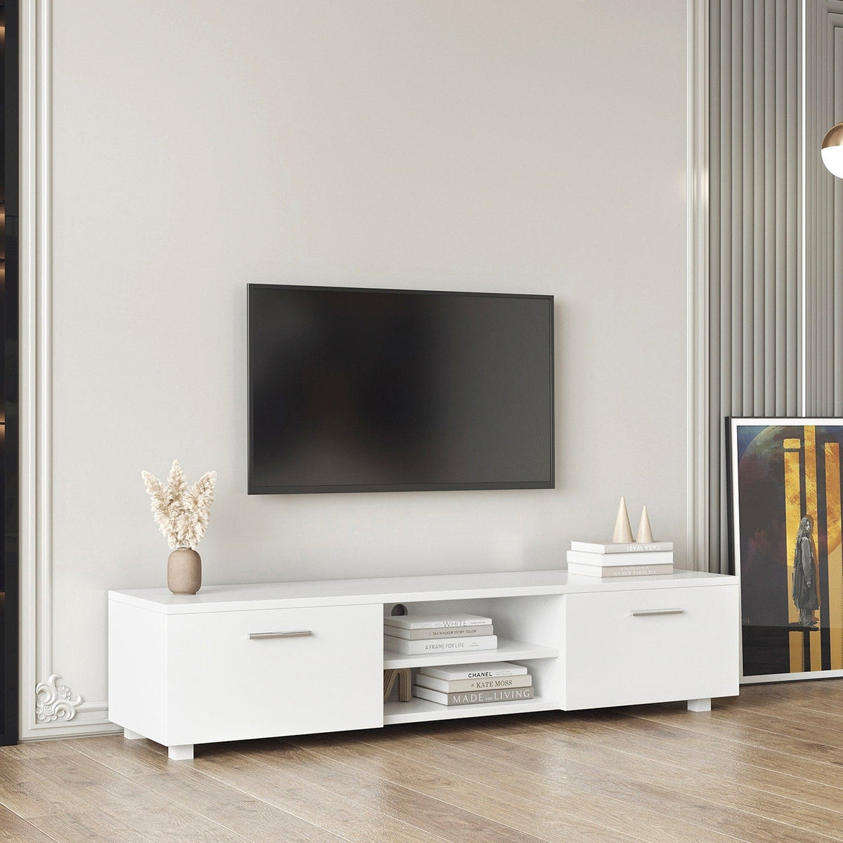 GZMR White TV Stand for 70-in TV Stands Modern/Contemporary White TV Cabinet (Accommodates TVs up to 70-in)
