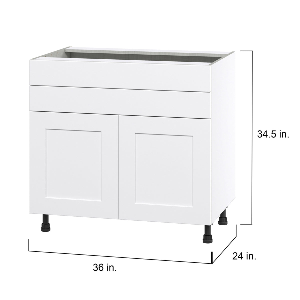 Hugo&Borg Jolie 36-in W x 34.5-in H x 24-in D Warm White 1-Drawer Base Fully Assembled Cabinet (Flat Panel Shaker Style)