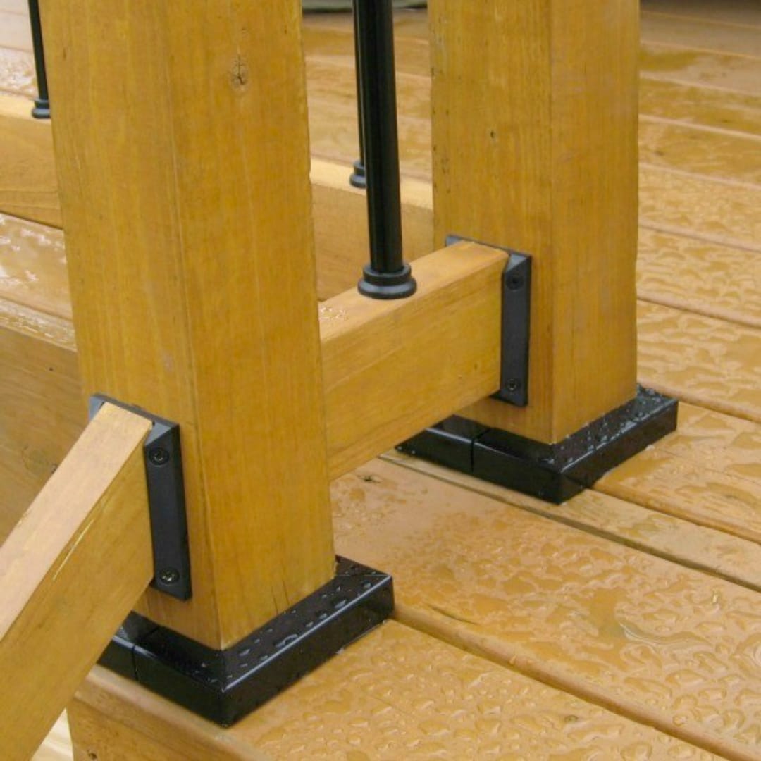 TITAN BUILDING PRODUCTS Titan Wood Post Anchor Kit - Black Painted Galvanized Steel Deck Post Stabilizer - Fits 5-1/2-in x 5-1/2-in Posts - Easy Installation