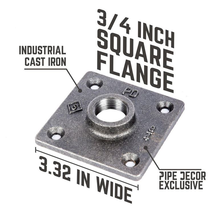 3/4 in. x 2.5 ft. L Black Steel Pipe Square Flange Table Kit (Set of 4)