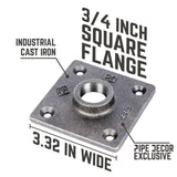 3/4 in. x 2.5 ft. L Black Steel Pipe Square Flange Table Kit (Set of 4)