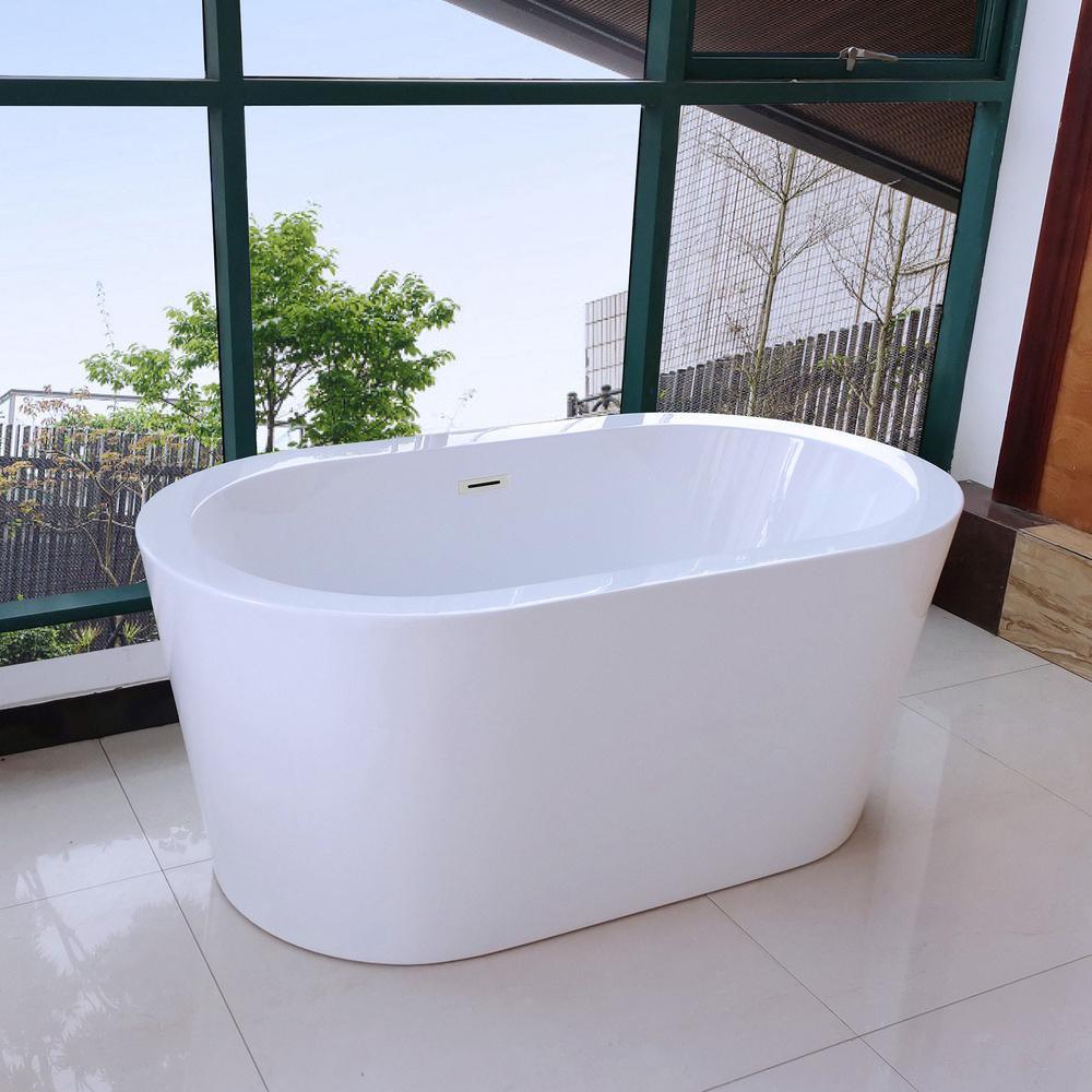 Bridgewater 56 in Acrylic Freestanding Double Ended Soaking Bathtub with Drain and Overflow Included in White - Super Arbor