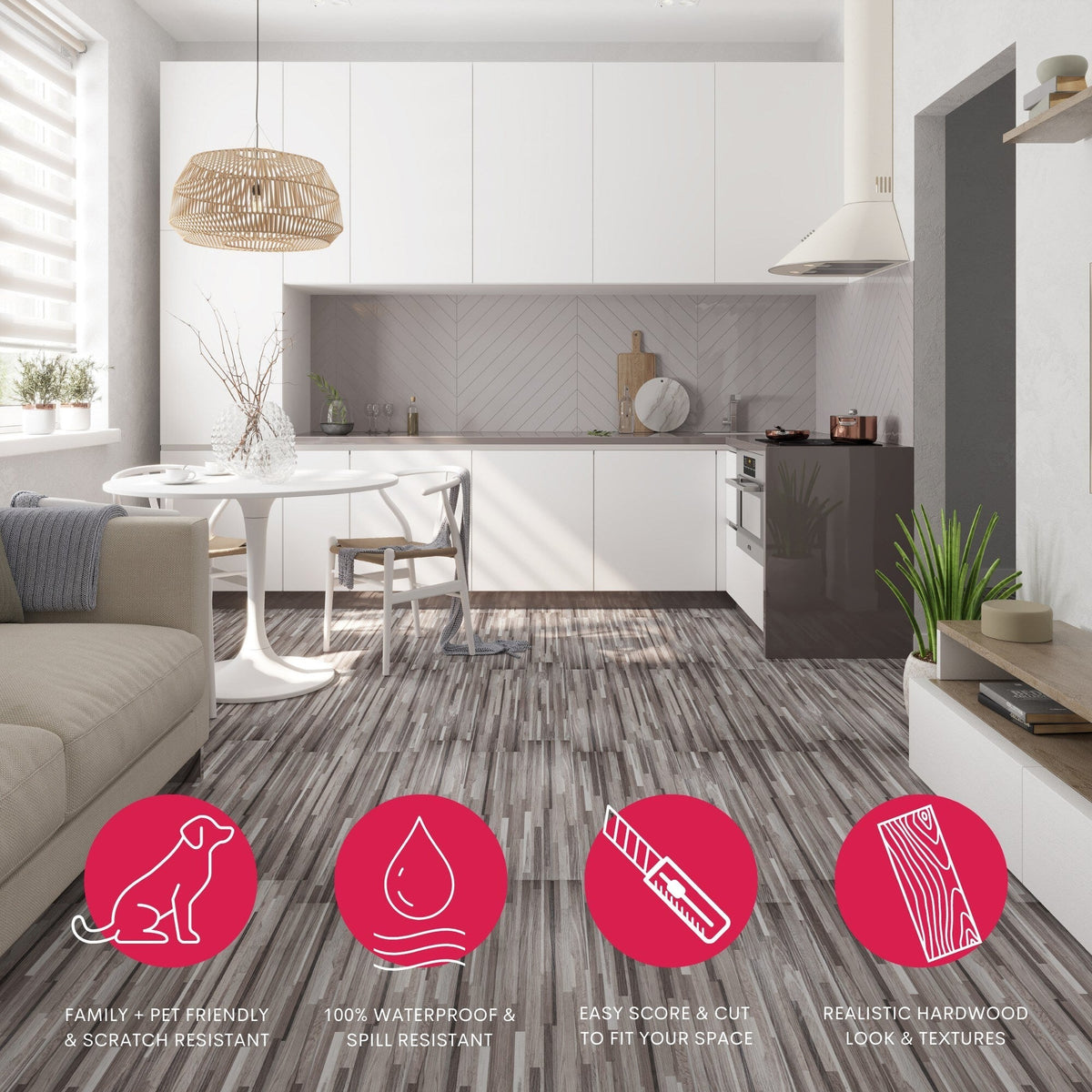 Lucida USA BaseCore Dark Grey Gray 12-mil x 6-in W x 36-in L Waterproof Peel and Stick Vinyl Plank Flooring (54-sq ft/ Piece)