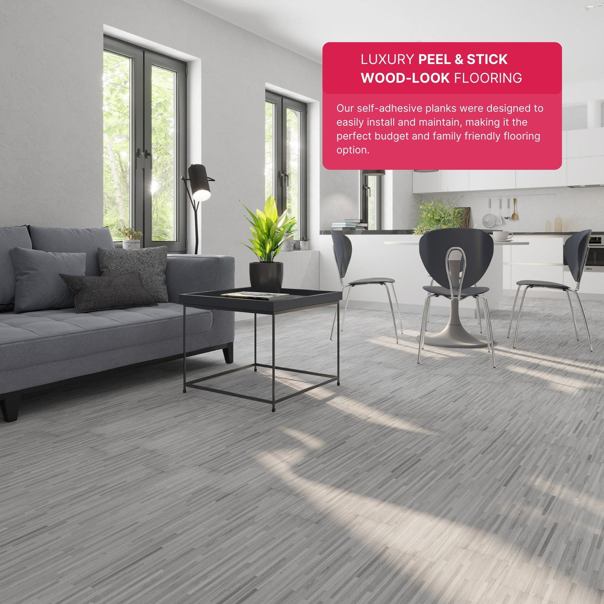 Lucida USA (Sample) BaseCore Light Grey Gray Wood Look 12-mil Water Resistant Peel and Stick Vinyl Tile