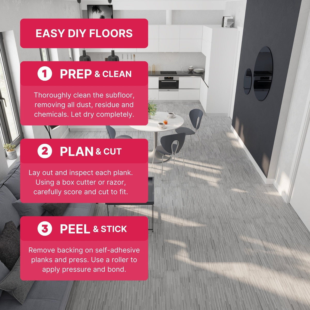 Lucida USA (Sample) BaseCore Light Grey Gray Wood Look 12-mil Water Resistant Peel and Stick Vinyl Tile