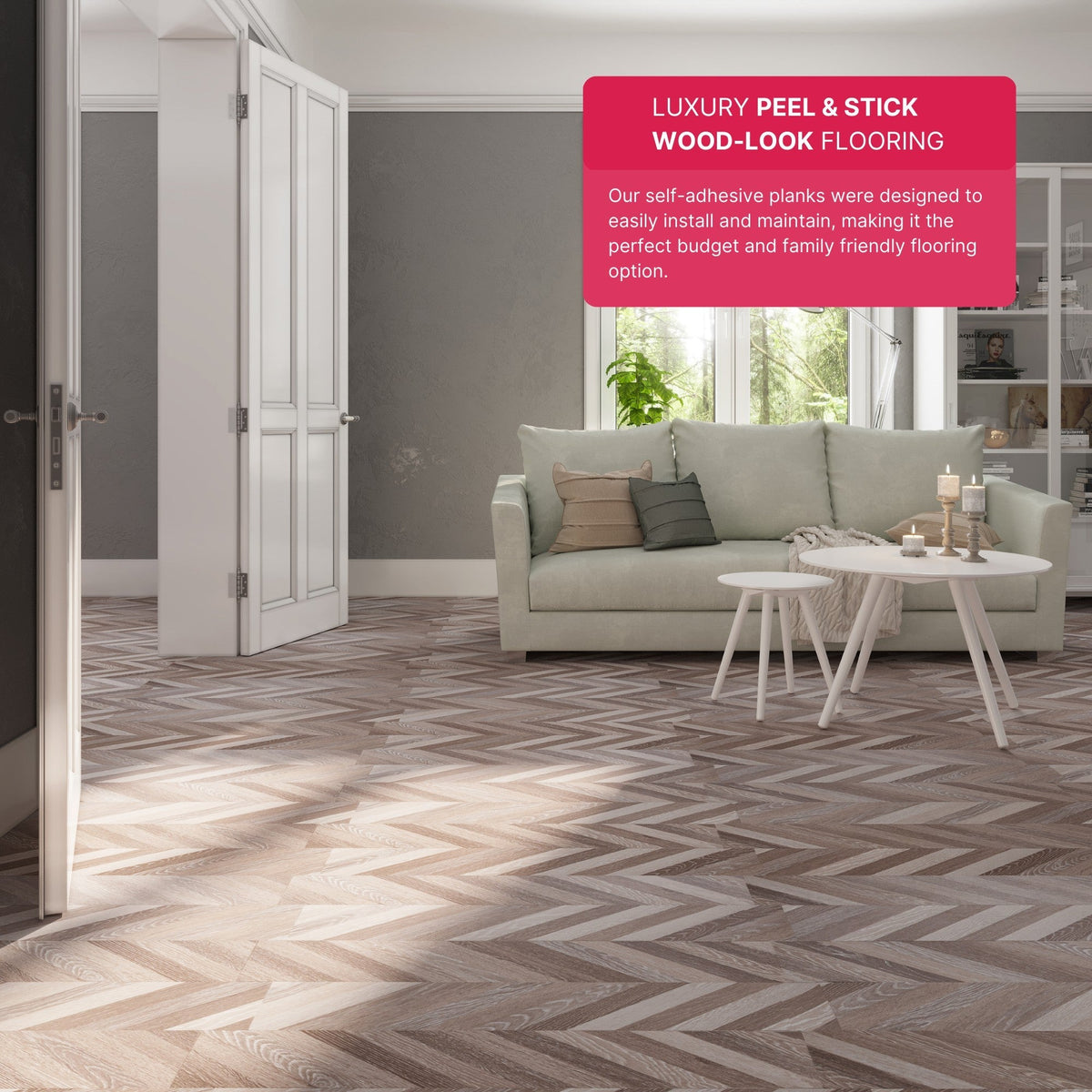 Lucida USA (Sample) BaseCore Brown Chevron Brown Wood Look 12-mil Water Resistant Peel and Stick Vinyl Tile