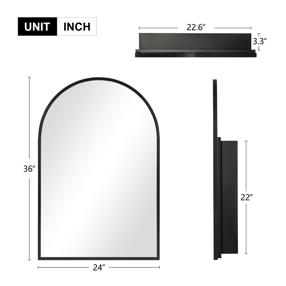 24-in x 36-in Surface/Recessed Mount White Mirrored Arched Medicine Cabinet