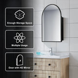 24-in x 36-in Surface/Recessed Mount White Mirrored Arched Medicine Cabinet
