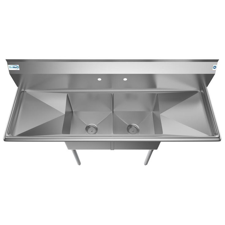Freestanding Stainless Steel 60 in. 2-Hole Double Bowl Commercial Kitchen Sink