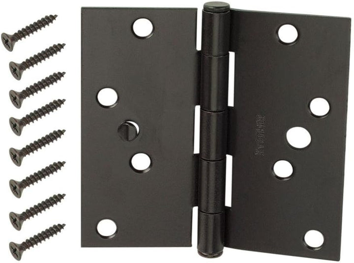 Everbilt 4 in. Oil-Rubbed Bronze Square Corner Security Door Hinges Value Pack (3-Pack)