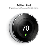 Nest Learning Thermostat 3rd Gen in Polished Steel 10-pack - Super Arbor