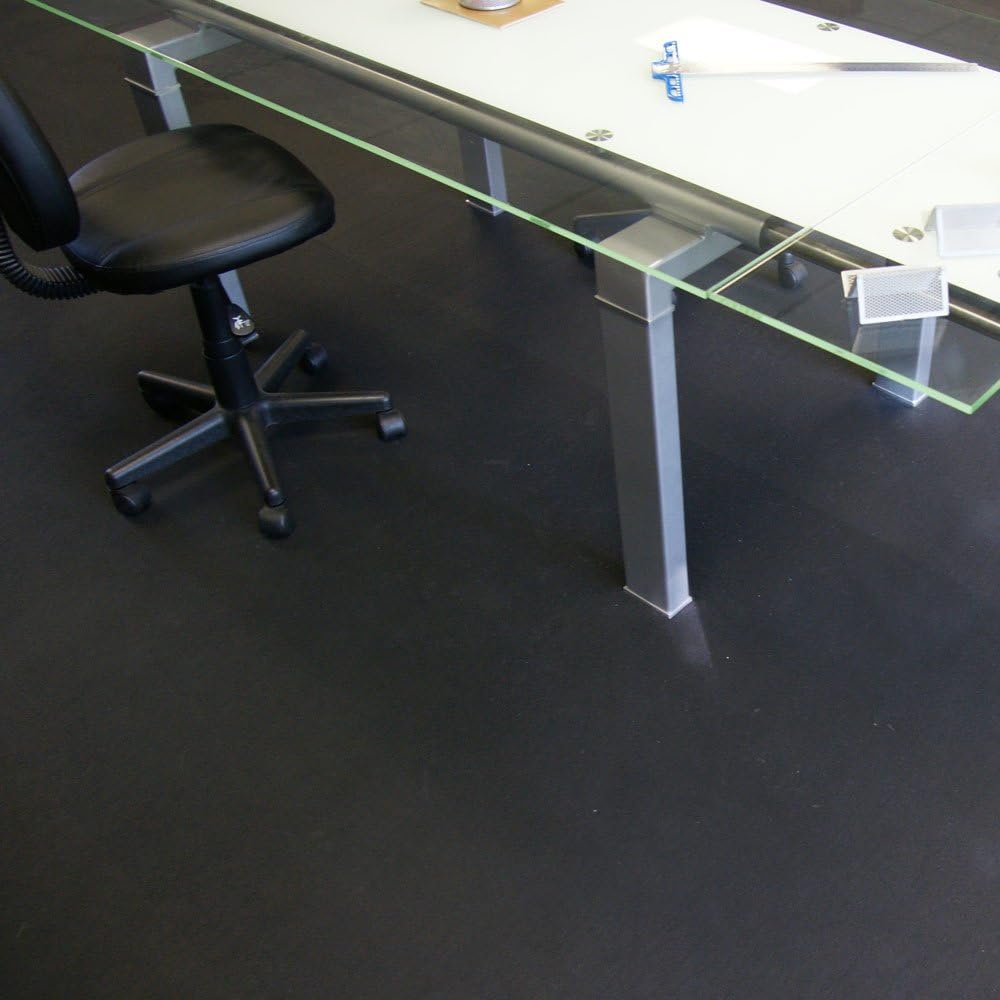 Rubber-Cal "Recycled Flooring" Black Rubber Mat, 1/4 in. x 4 ft. x 4 ft.