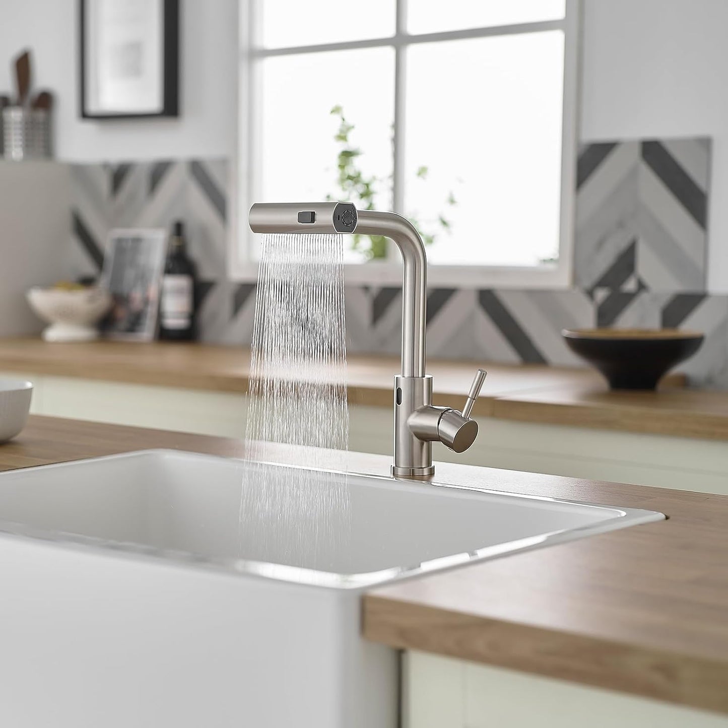 Cenosa Touchless Kitchen Faucet with Motion Sensor and Pull Down Sprayer, Brushed Nickel