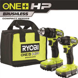 RIDGID 18-Volt Lithium-Ion Cordless Brushless Drill/Driver and Impact Driver Combo Kit with (2) 1.5Ah Batteries, Charger and Bag