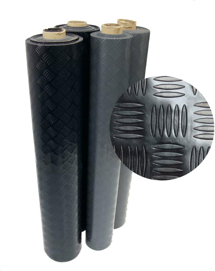 Rubber-Cal "Diamond-Grip" 4 ft. x 30 ft. Black Commercial PVC Flooring