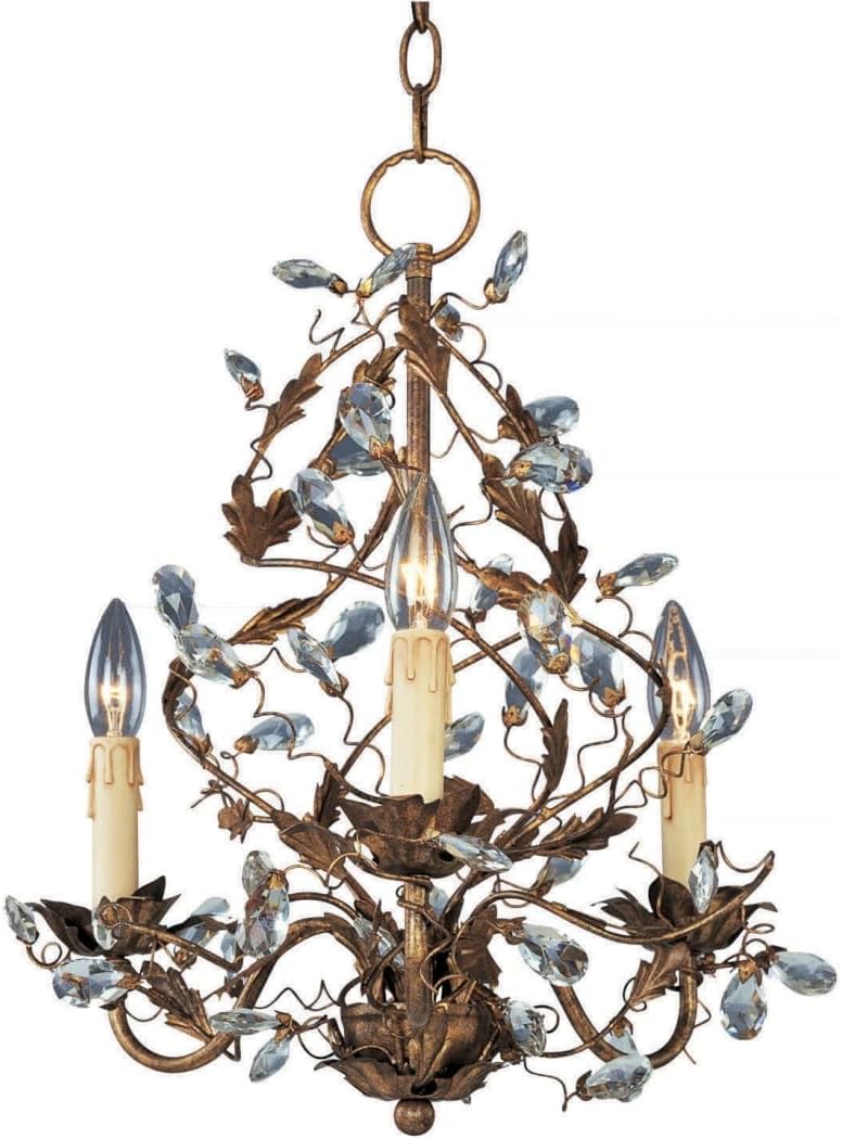 Maxim Lighting Elegante 3-Light Chandelier, Etruscan Gold, 18"H x 14"W