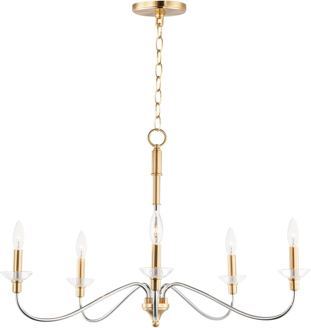 Maxim Lighting Clarion 5-Light Polished Chrome/Satin Brass Chandelier, 32 in.