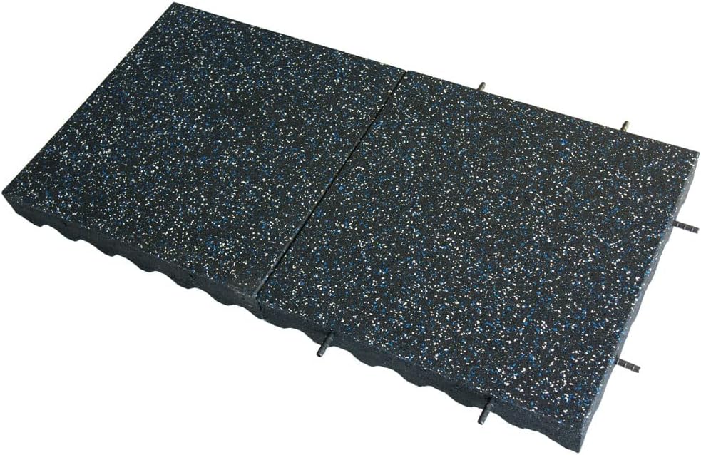Rubber-Cal Eco-Safety Interlocking Playground Tile, 3" Thick, 19.5" x 19.5", Blue/White Speckled, Single Tile Covers 2.77 sq. ft.