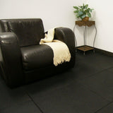 Rubber-Cal "Eco-Sport" 3/4-inch Interlocking Rubber Tiles, 20" x 20" x 3/4" — 5-Pack, 14 sq ft Coverage, Coal