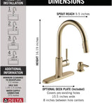 Delta Trask Champagne Bronze 1‑Handle Deck‑Mount Pull‑Down Kitchen Faucet with Deck Plate