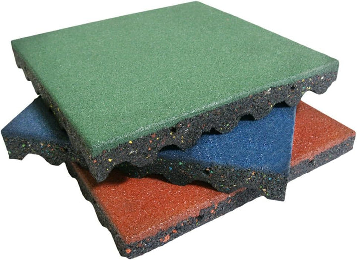 Rubber-Cal Eco-Safety Interlocking Playground Tiles – Green, 10-Pack, 20 x 20 x 2.5 in