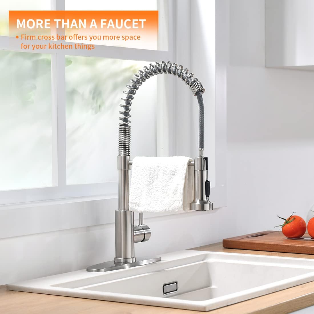 OWOFAN Pull Down Kitchen Faucet, Brushed Nickel Stainless Steel, Single Handle, Dual Function