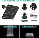 Tudoccy 8'' High Pressure Rainfall and Handheld Shower Combo with Adjustable Extension Arm