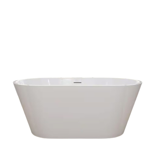 59 in. x 29.5 in. Free Standing Soaking Tub Flatbottom Acrylic Freestanding Bathtub with Anti-Clogging Drain in White