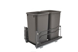 Rev-A-Shelf 53WC Series Double 27-Quart Plastic Soft-Close Pull-Out Trash Can, Orion Gray