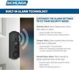 Schlage Camelot Aged Bronze Connect Smart Lock with Built‑In Alarm and Accent Lever Handleset, Left-Hand, Z-Wave