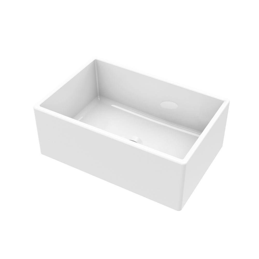 Farmhouse Apron Front Fireclay 30 in. Single Bowl Kitchen Sink in White - Super Arbor