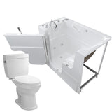 Wheelchair Accessible 53 in. Walk-In Whirlpool Bathtub in White with 1.6 GPF Single Flush Toilet - Super Arbor