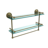 22 in. L  x 12 in. H  x 5 in. W 2-Tier Clear Glass Bathroom Shelf with Towel Bar in Polished Chrome - Super Arbor