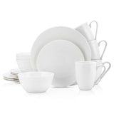 Stone Lain 32 Piece Dinnerware Set, Round Dot Design, White Bone China Sets