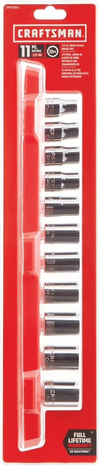 CRAFTSMAN 11-Piece Metric 1/2-in Drive 12-Point Shallow Socket Set