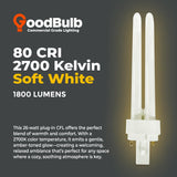Philips 26‑Watt Equivalent CFLNI G24d‑3 2‑Pin Plug‑In Light Bulb, Soft White 2700K