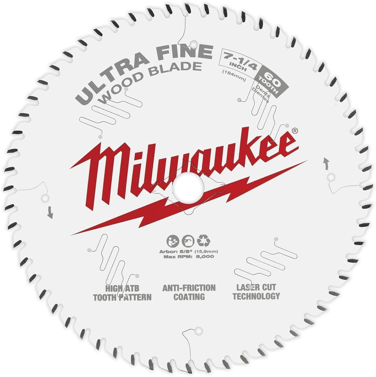 Milwaukee 7-1/4 in. x 60-Tooth Ultra Fine Finish Circular Saw Blade (2-Pack)