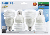 Philips 100-Watt Equivalent T2 Twister CFL Light Bulb, Daylight Deluxe, 4-Pack (23W, E26, 6500K)