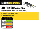 Central Pneumatic Air File Set with 4 Files, 3,700 BPM, 3/8" Stroke